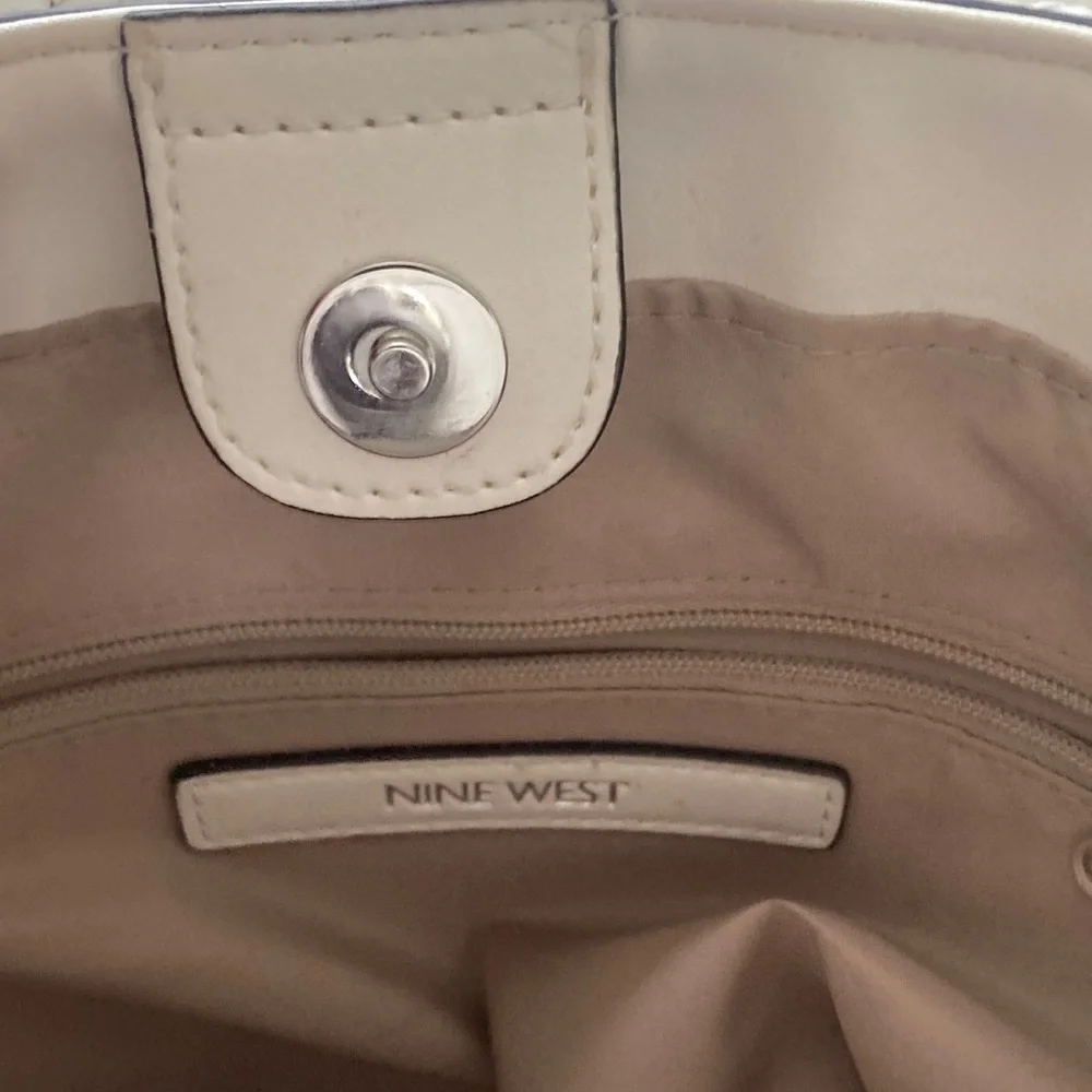 Nine West White Straw-Trim Bucket Bag with Braided Strap - Picture 8 of 12